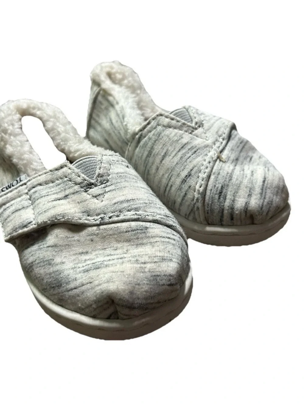 Toddler Girl White Grey Toms Slip On Shoes Size 5